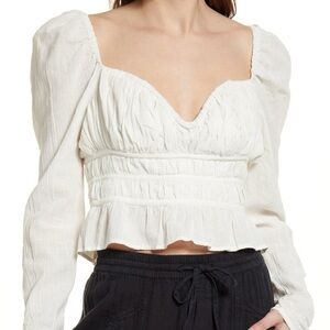 NWT Free People -  Smocked Tie Neck Cotton Top (
 | Women's Size M)